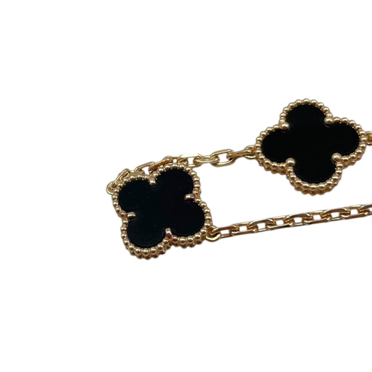 Van Cleef & Arpels Bracelet Vintage Alhambra 5 Motifs Yellow Gold Onyx Black — view 8