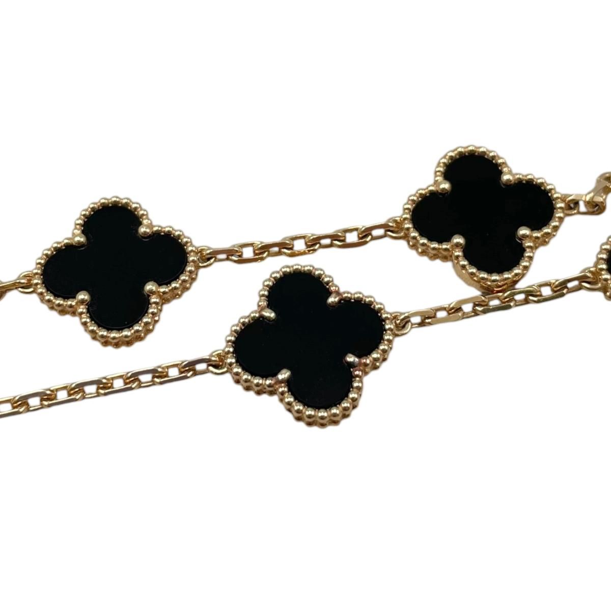 Van Cleef & Arpels Bracelet Vintage Alhambra 5 Motifs Yellow Gold Onyx Black — view 7
