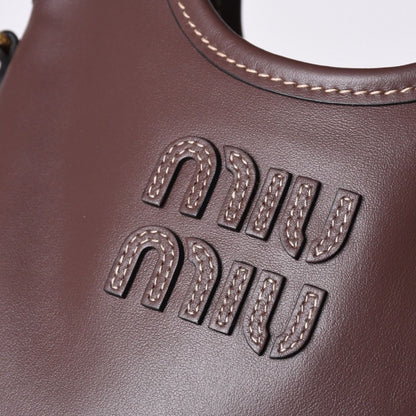Miu Miu Ivy Mini 2-Way Bag Calfskin Logo Patch Brown Gold — view 8