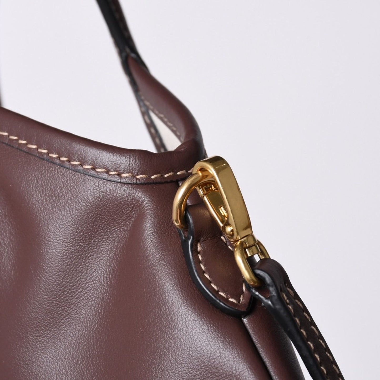 Miu Miu Ivy Mini 2-Way Bag Calfskin Logo Patch Brown Gold — view 7