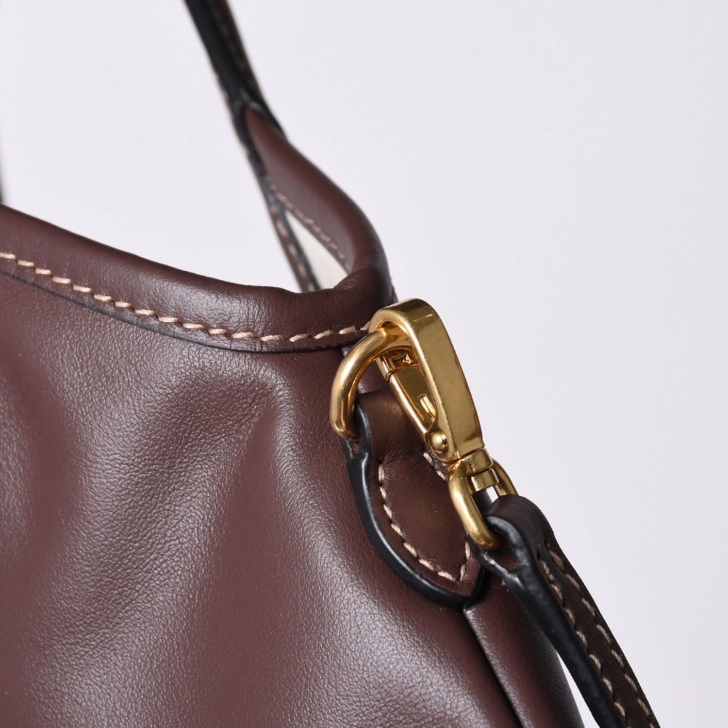Miu Miu Ivy Mini 2-Way Bag Calfskin Logo Patch Brown Gold — view 7