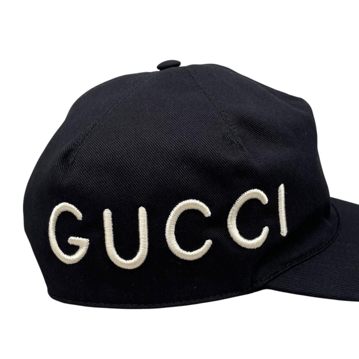 Gucci Hat Embroidery Baseball Cap L Cotton Logo Black White Loved — view 5
