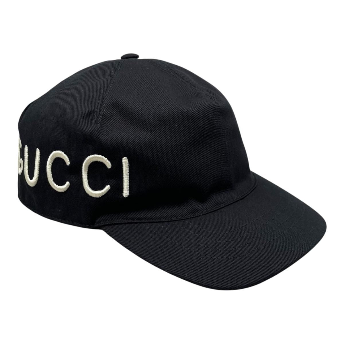 Gucci Hat Embroidery Baseball Cap L Cotton Logo Black White Loved — view 2