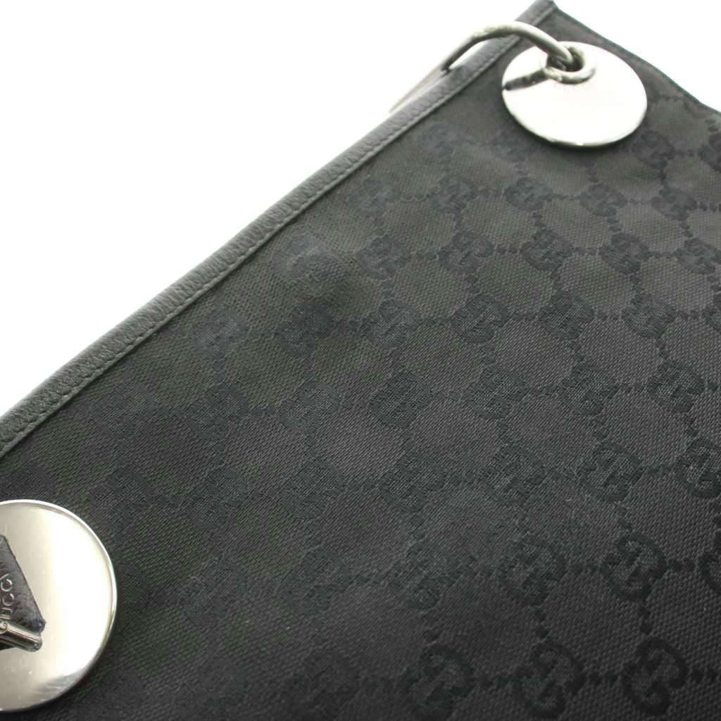 Gucci GG Canvas Shoulder Bag Logo Leather Black KU — view 6