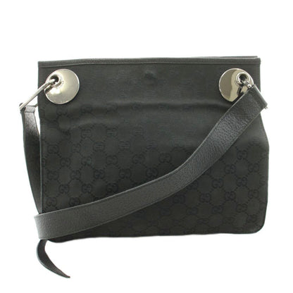Gucci GG Canvas Shoulder Bag Logo Leather Black KU