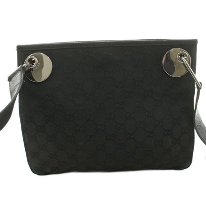 Gucci GG Canvas Shoulder Bag Logo Leather Black KU — view 3