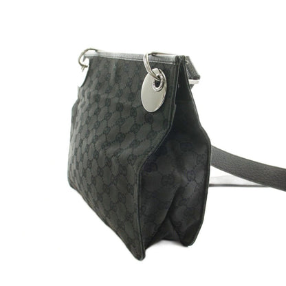 Gucci GG Canvas Shoulder Bag Logo Leather Black KU — view 2