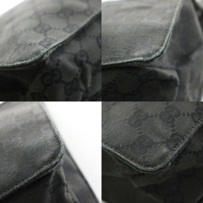 Gucci GG Canvas Shoulder Bag Logo Leather Black KU — view 8