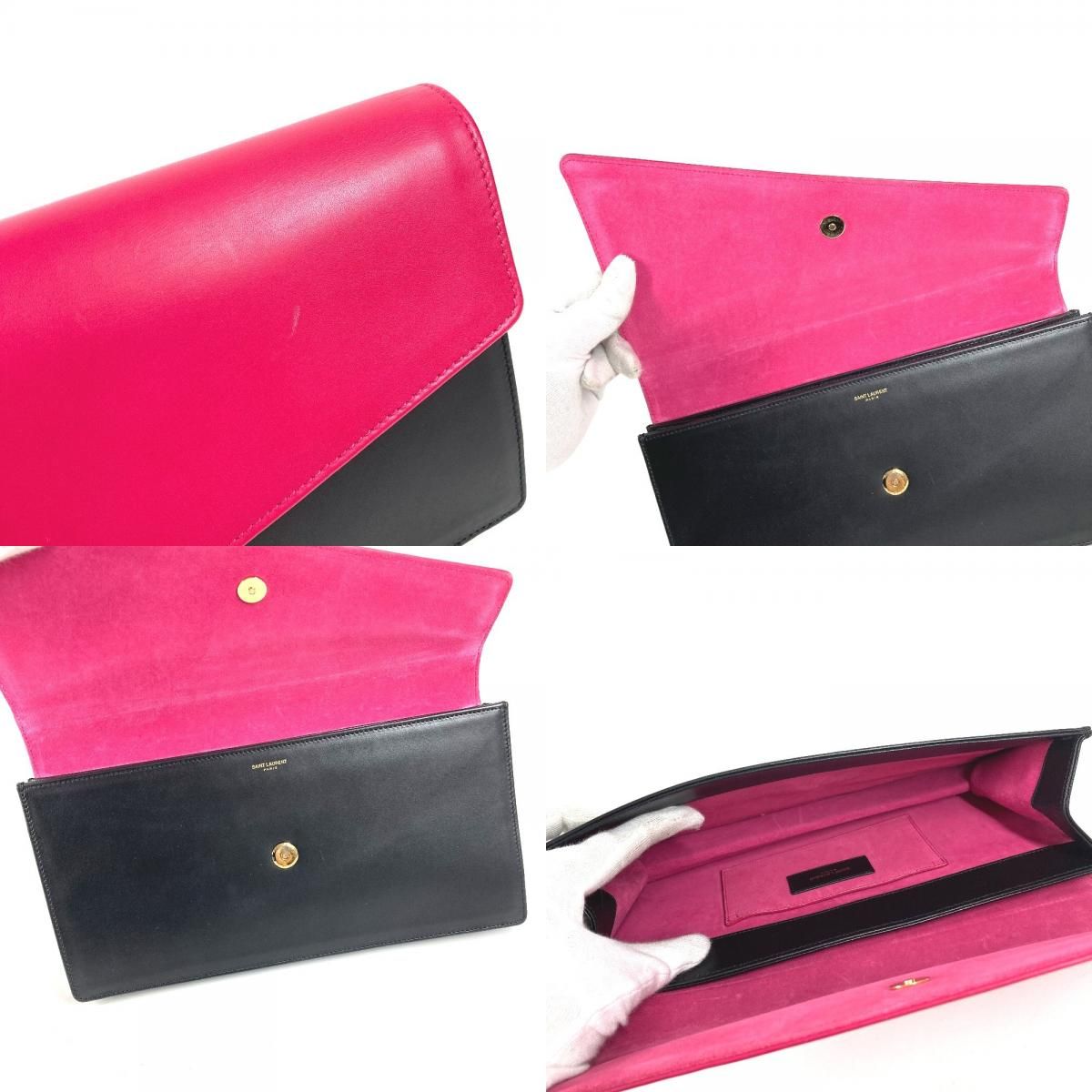 Saint Laurent Paris Clutch Bicolor Leather Black — view 8