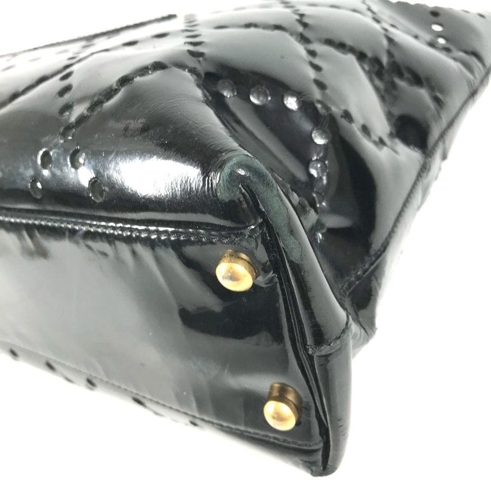 Chanel Shoulder Bag CC Logo Quilted CC Perforated Enamel Black — view 6