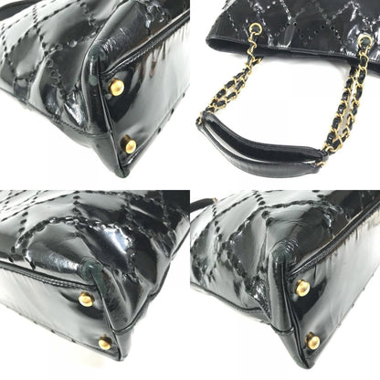 Chanel Shoulder Bag CC Logo Quilted CC Perforated Enamel Black — view 7