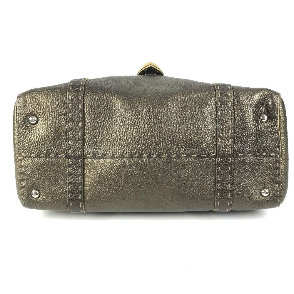 Fendi Handbag Selleria Stitch Leather Metallic Gold — view 5