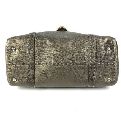 Fendi Handbag Selleria Stitch Leather Metallic Gold — view 5