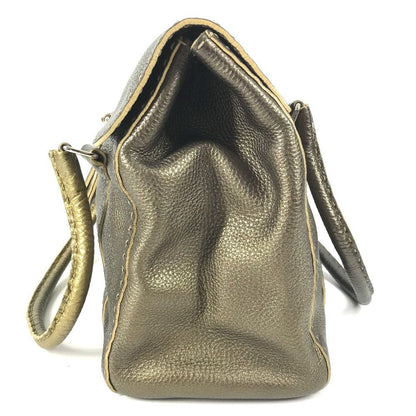 Fendi Handbag Selleria Stitch Leather Metallic Gold — view 3