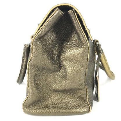 Fendi Handbag Selleria Stitch Leather Metallic Gold — view 4