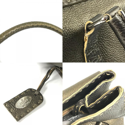 Fendi Handbag Selleria Stitch Leather Metallic Gold — view 8