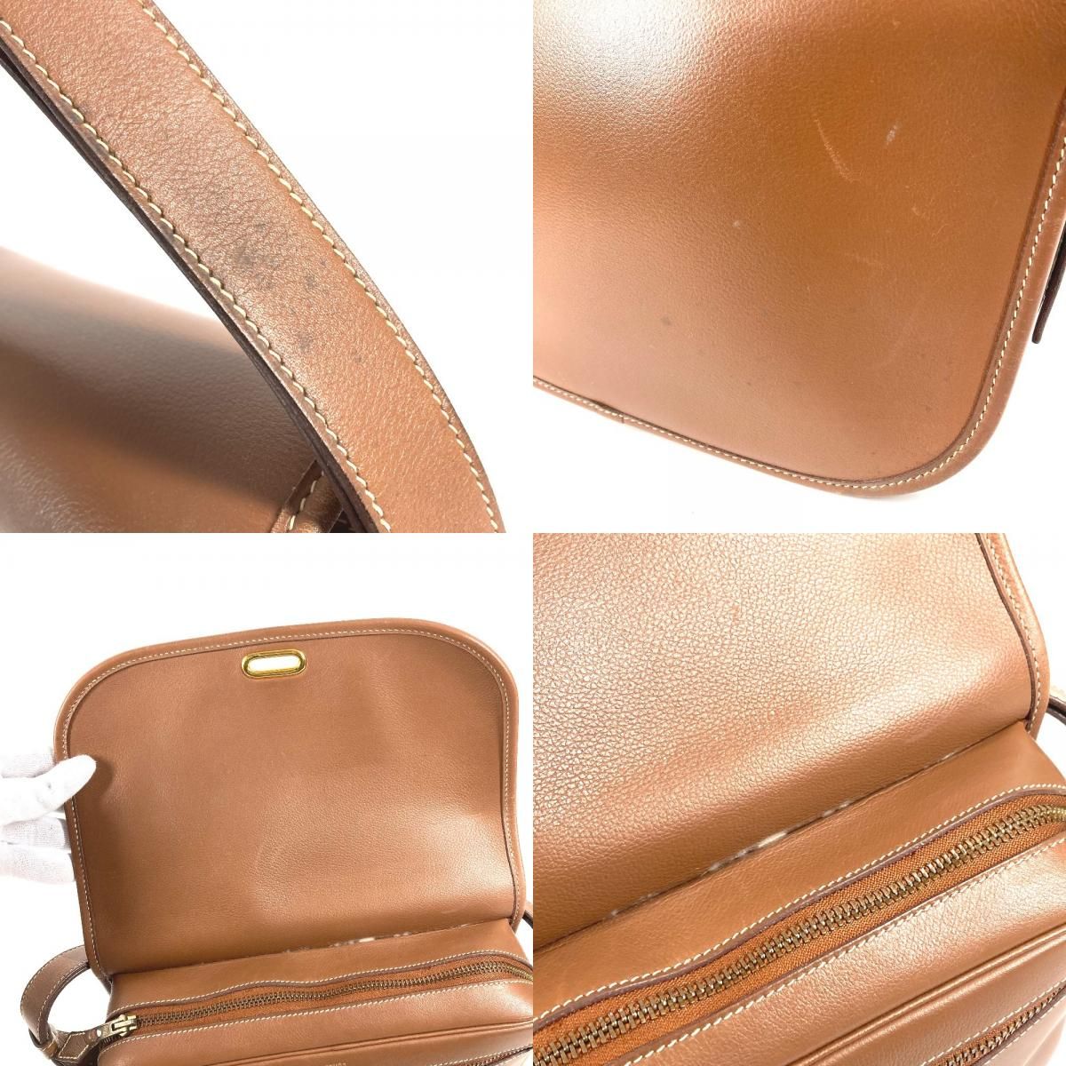 Hermes Shoulder Bag Paddock Golf Leather Brown — view 8
