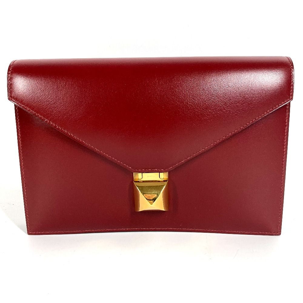Hermes Clutch Medley Logo Box Calf Brown