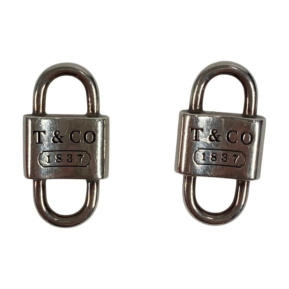 Tiffany & Co Earrings Small Double Lock Key Silver