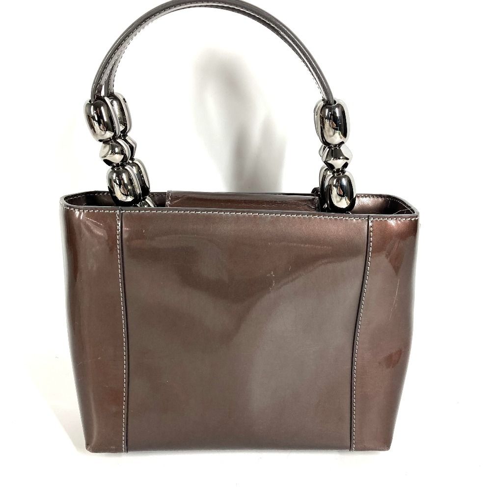 Dior Handbag Maris Pearl Logo Patent Leather Brown — view 2