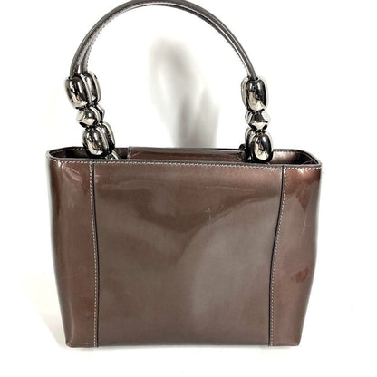 Dior Handbag Maris Pearl Logo Patent Leather Brown — view 2