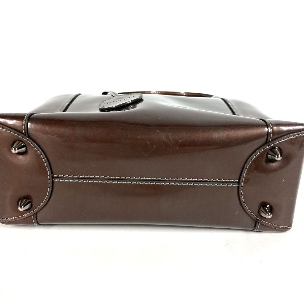 Dior Handbag Maris Pearl Logo Patent Leather Brown — view 5