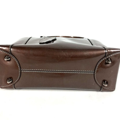 Dior Handbag Maris Pearl Logo Patent Leather Brown — view 5