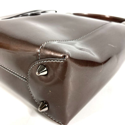 Dior Handbag Maris Pearl Logo Patent Leather Brown — view 7