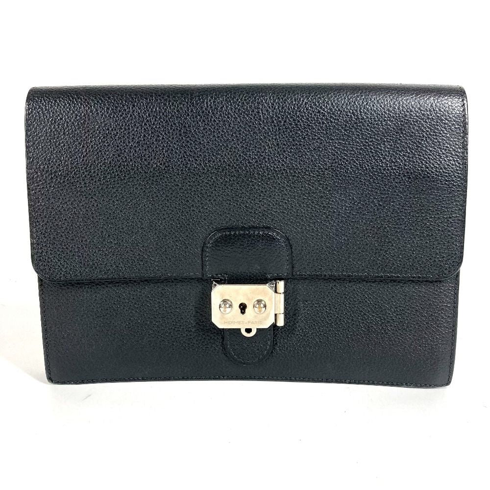 Hermes Clutch Pochette Jet Leather Black