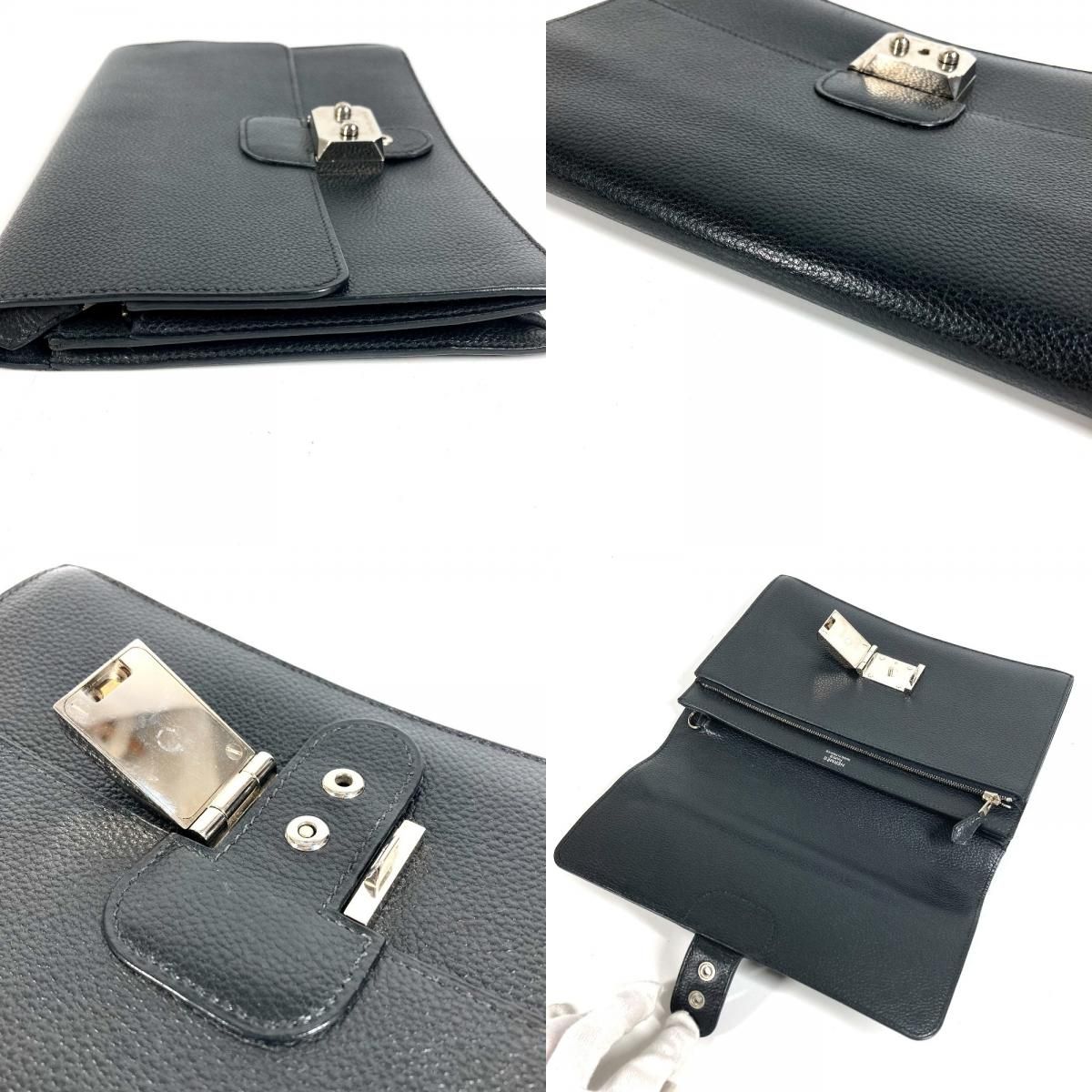 Hermes Clutch Pochette Jet Leather Black — view 7