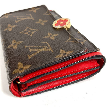 Louis Vuitton Bifold Wallet Portefeuille Floral Compact Monogram Canvas Red — view 3