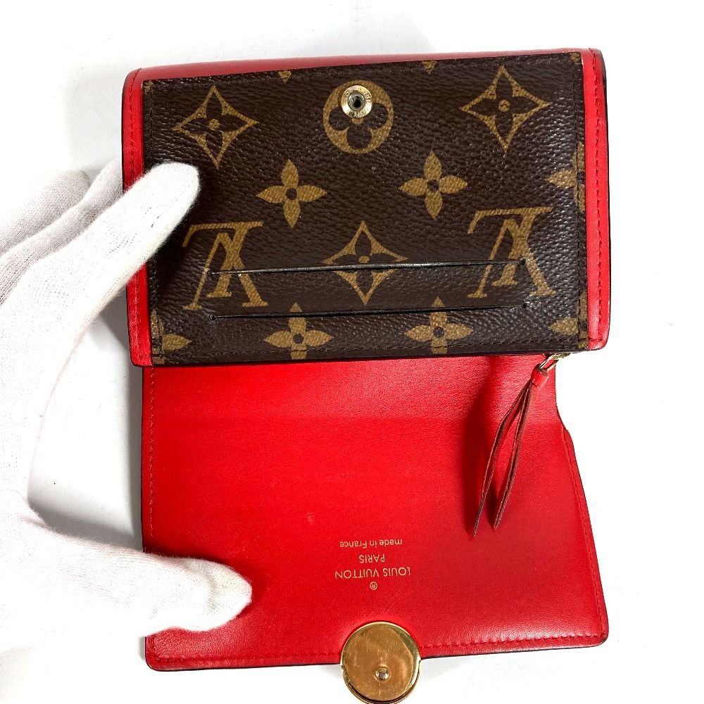 Louis Vuitton Bifold Wallet Portefeuille Floral Compact Monogram Canvas Red — view 6