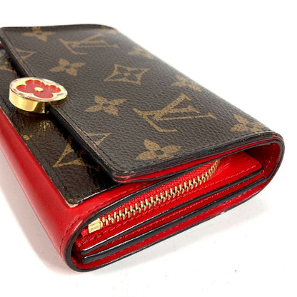 Louis Vuitton Bifold Wallet Portefeuille Floral Compact Monogram Canvas Red — view 5