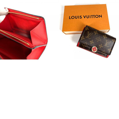 Louis Vuitton Bifold Wallet Portefeuille Floral Compact Monogram Canvas Red — view 9