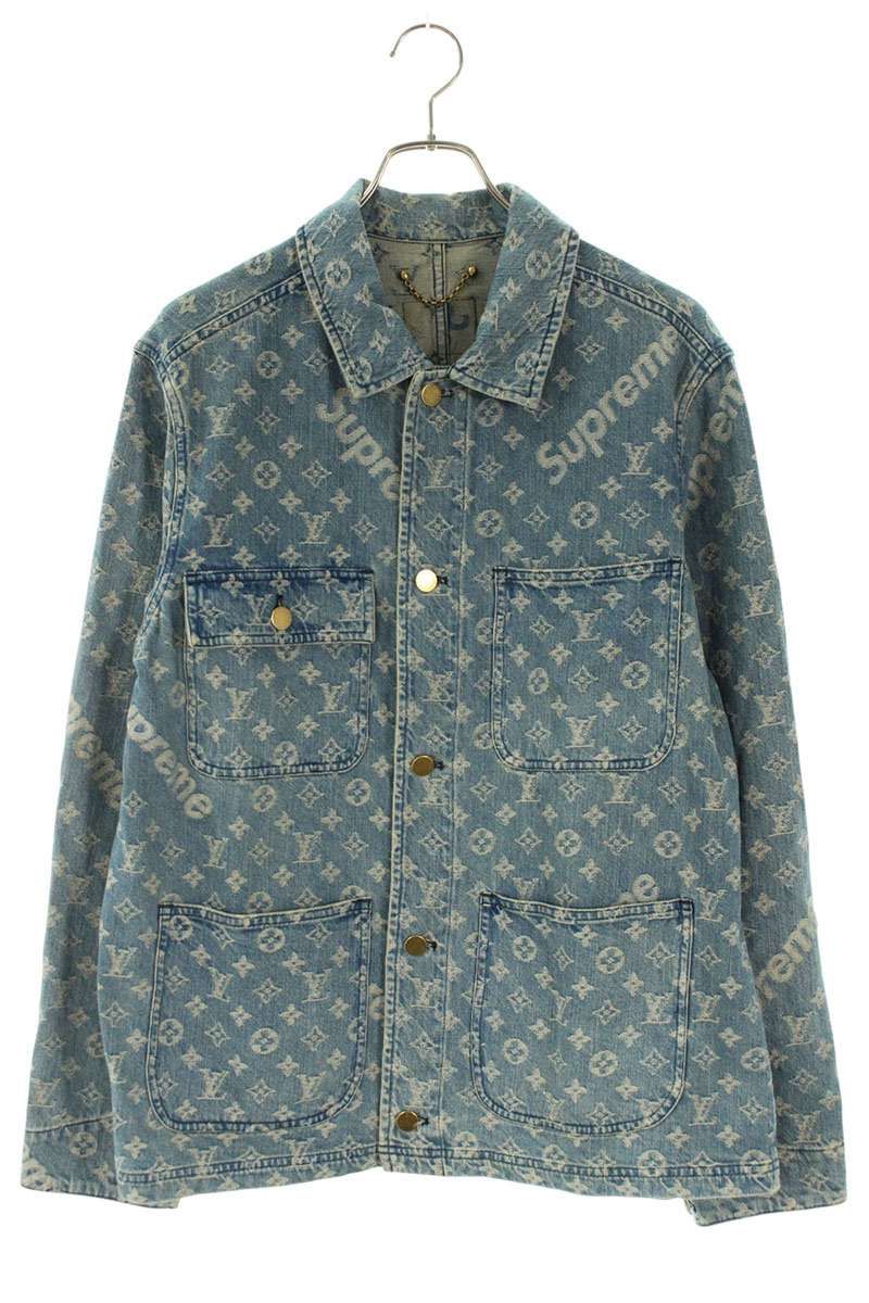 Louis Vuitton Supreme LV Jacquard Denim Chore Coat Monogram Jacket 46