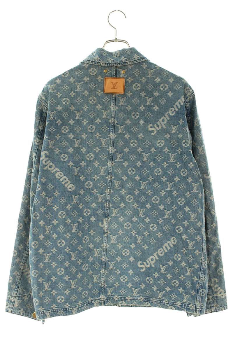 Louis Vuitton Supreme LV Jacquard Denim Chore Coat Monogram Jacket 46 — view 2