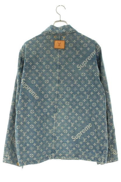 Louis Vuitton Supreme LV Jacquard Denim Chore Coat Monogram Jacket 46 — view 2
