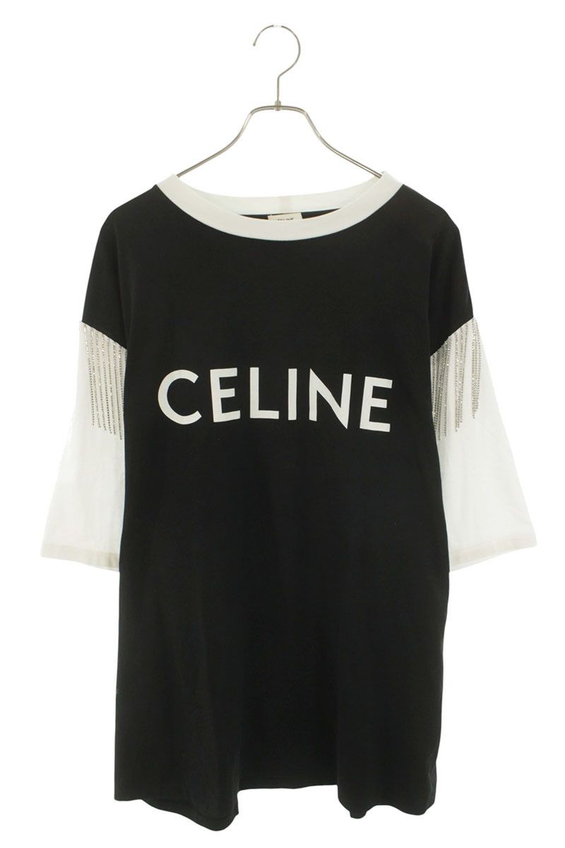 Celine Logo Print Fringe T-Shirt