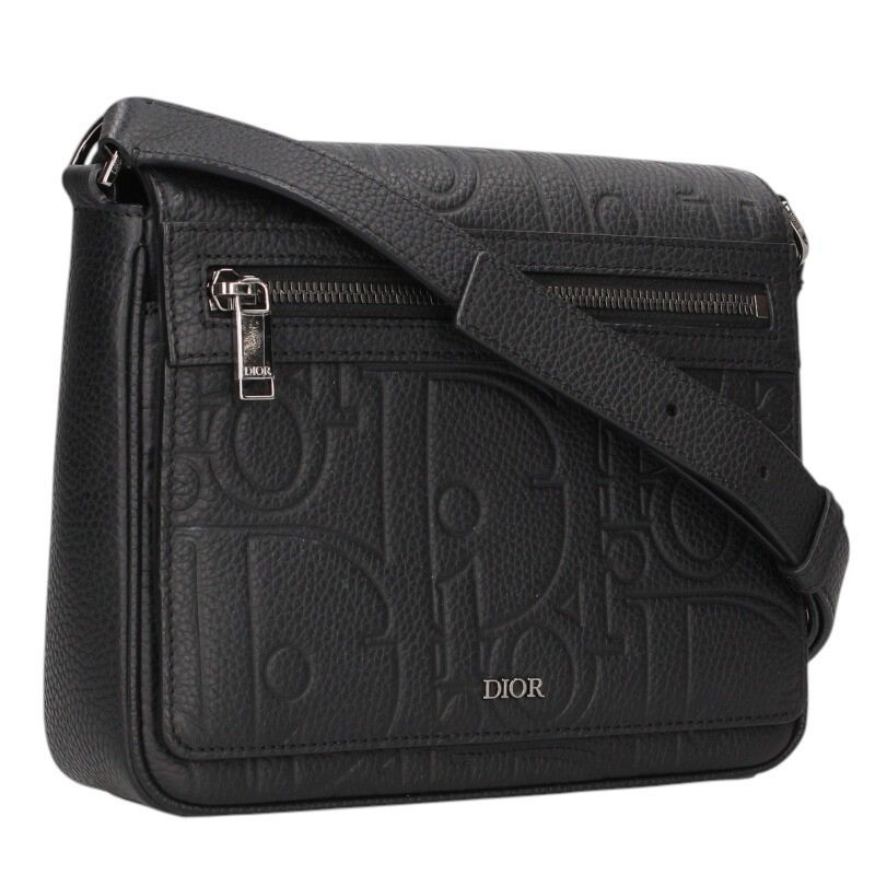 Dior Oblique Allover Pattern Gravity Leather Messenger Shoulder Bag