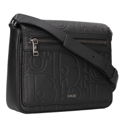 Dior Oblique Allover Pattern Gravity Leather Messenger Shoulder Bag