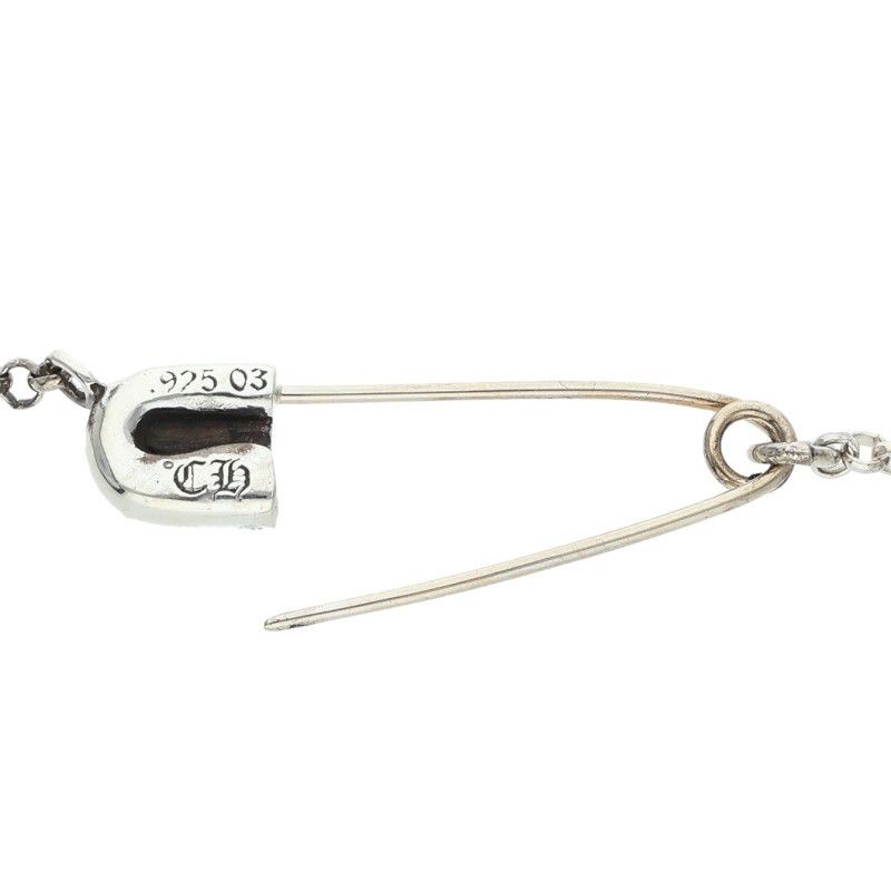 Chrome Hearts Safety Pin Roll Chain 1 Diamond Silver Necklace — view 3