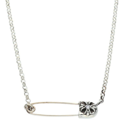 Chrome Hearts Safety Pin Roll Chain 1 Diamond Silver Necklace