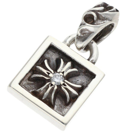 Chrome Hearts Framed CH Plus Charm Silver Necklace Top