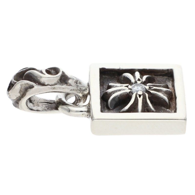 Chrome Hearts Framed CH Plus Charm Silver Necklace Top — view 4