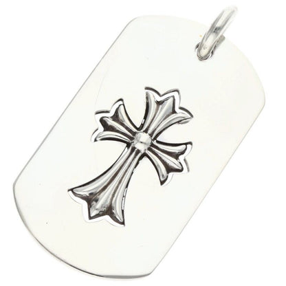 Chrome Hearts D Tag Lrg Tny Crs Cut Out Tiny Cross Large Dog Tag Necklace Top