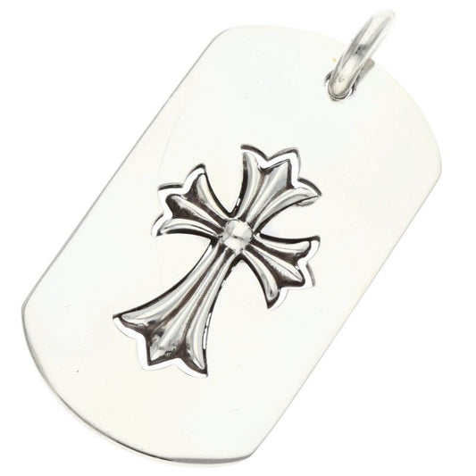 Chrome Hearts D Tag Lrg Tny Crs Cut Out Tiny Cross Large Dog Tag Necklace Top