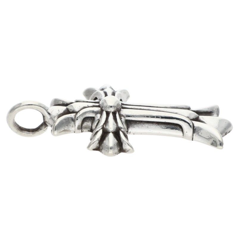 Chrome Hearts Dbl CH Crs Double CH Cross Charm Silver Necklace Top — view 5