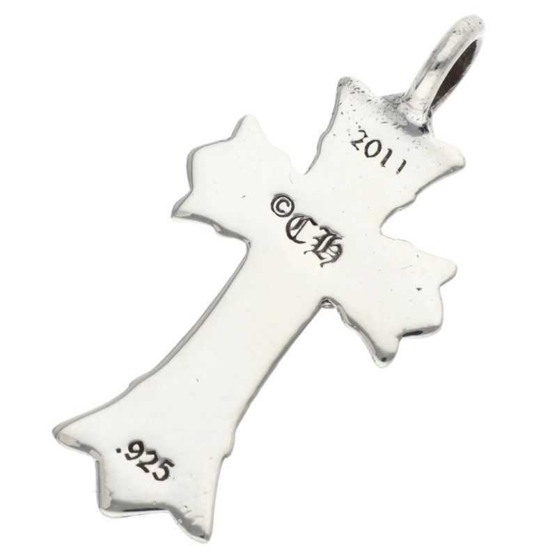 Chrome Hearts Dbl CH Crs Double CH Cross Charm Silver Necklace Top — view 2