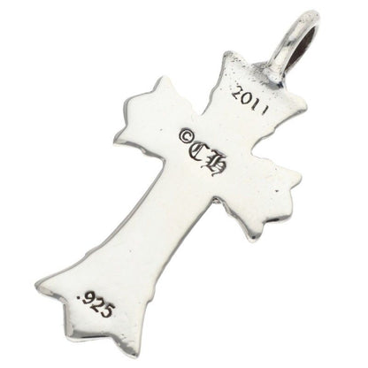 Chrome Hearts Dbl CH Crs Double CH Cross Charm Silver Necklace Top — view 2