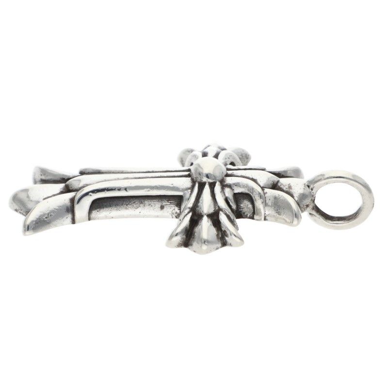Chrome Hearts Dbl CH Crs Double CH Cross Charm Silver Necklace Top — view 4